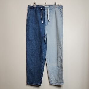 Men's Pull and Bear Dual Tone Blue Relaxed Distressed Jeans Size L